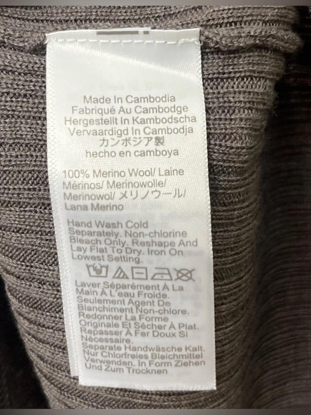 NWT J. Crew Ribbed Long Sleeve Top 100% Merino Wool Women's Size XS Grey